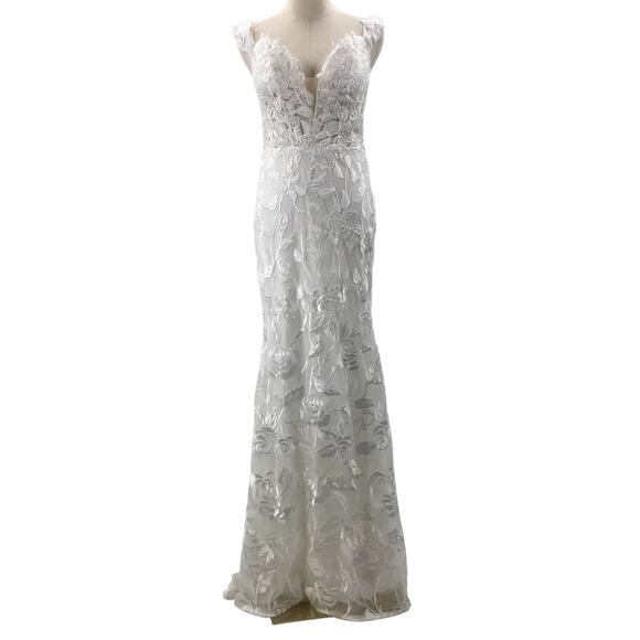 LULU'S SZ 4 S Precious Romance White Embroidered Lace Maxi Dress B139 *flaw - Picture 3 of 9